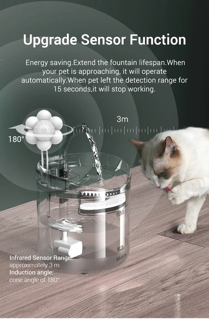 Fuente de agua para gatos ROJECO, dispensador automático de agua para mascotas, bebedero inteligente para gatos, sensor automático, accesorios para fuente de agua para gatos