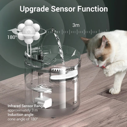 Fuente de agua para gatos ROJECO, dispensador automático de agua para mascotas, bebedero inteligente para gatos, sensor automático, accesorios para fuente de agua para gatos