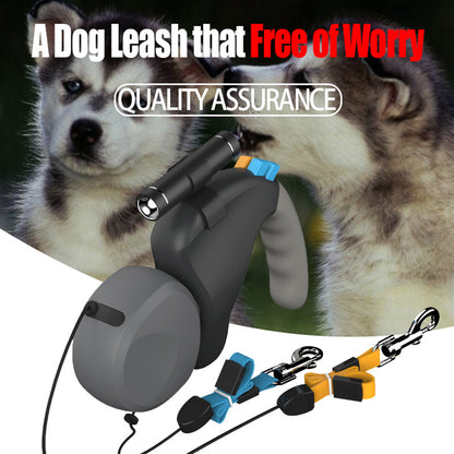 HeavyLuxeDog ™ Dual Retractable Dog Leash with LED Light