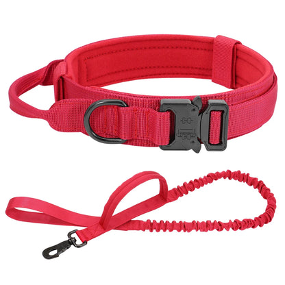 Collar táctico militar duradero para perros, juego de correa elástica, collar de entrenamiento de nailon para caminar para perros medianos y grandes, pastor alemán