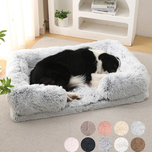 Sofá cama cálida de invierno para perros grandes, cojín de felpa para gatos, cama gruesa para perros, cojín antideslizante para gatos, accesorios para mascotas