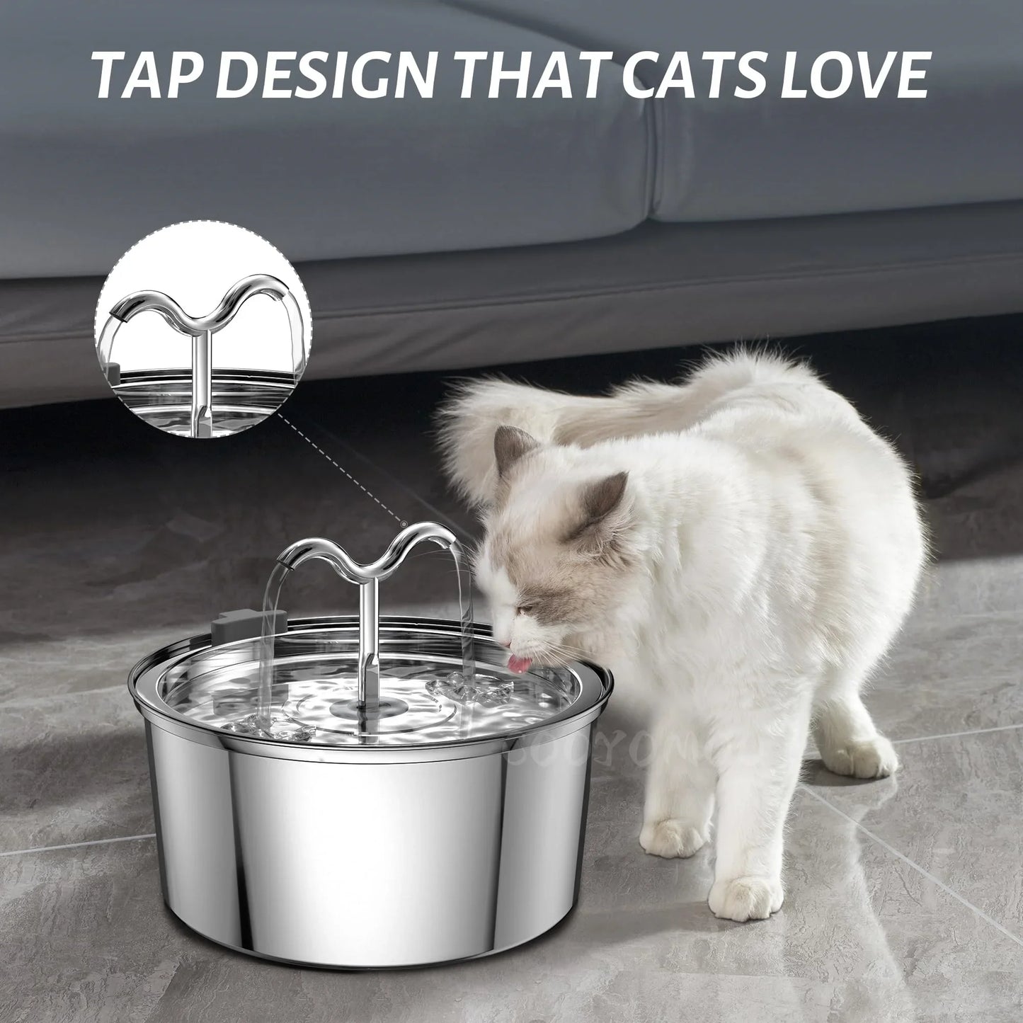 HeavyLuxeDog ™ tainless Steel Dual-Head Pet Fountain