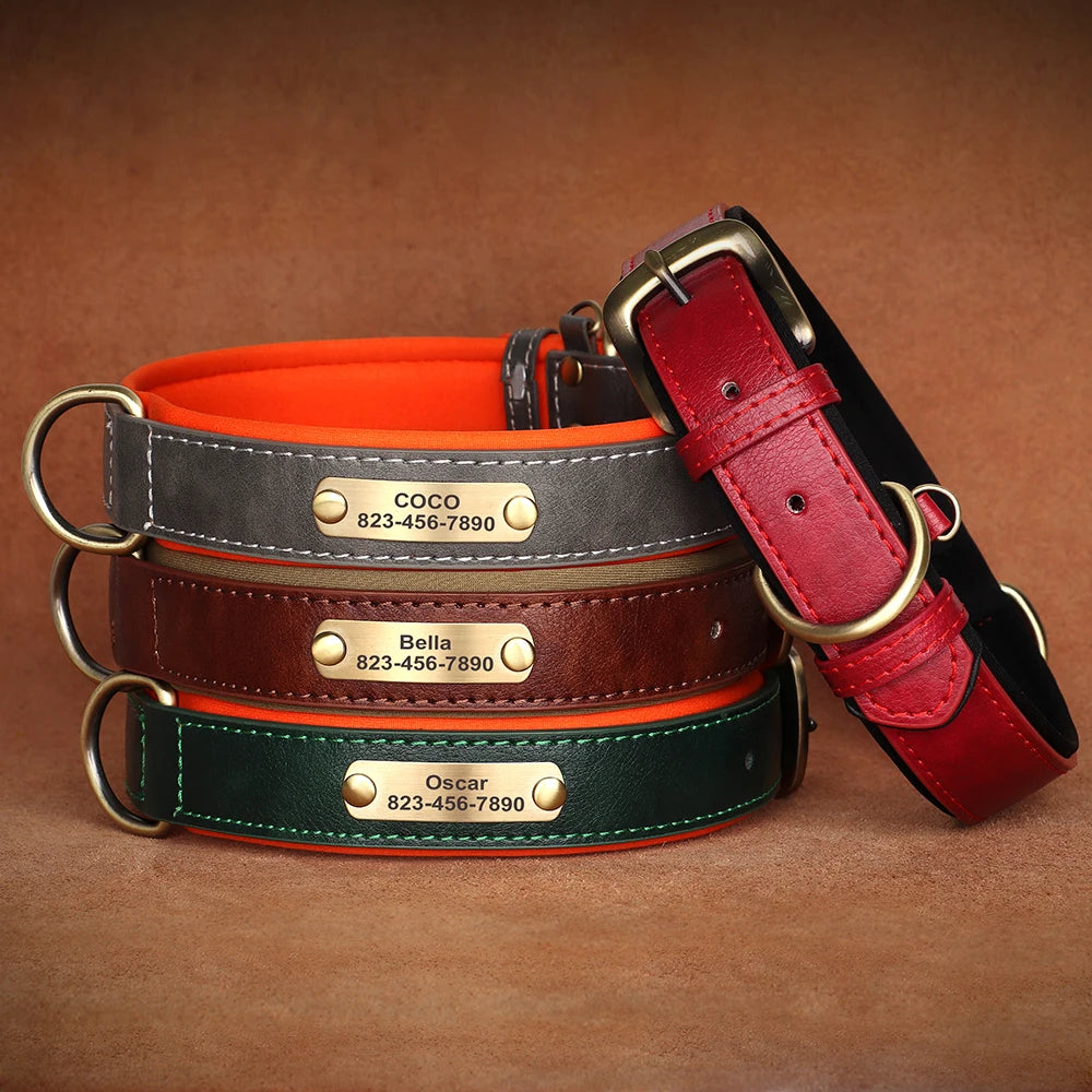 HeavyLuxeDog ™ Custom Engraved PU Leather Dog Collar