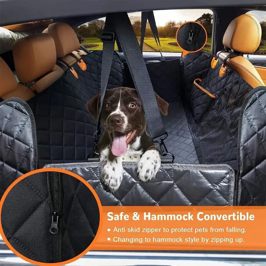 Funda para asiento trasero de coche para perros, hamaca para coche para perros 100 % impermeable con ventana de malla visual y cremallera lateral para asiento de coche y protección de puerta