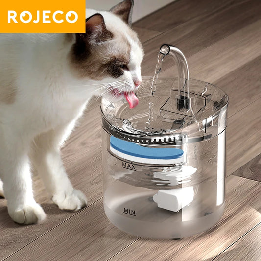 Fuente de agua para gatos ROJECO, dispensador automático de agua para mascotas, bebedero inteligente para gatos, sensor automático, accesorios para fuente de agua para gatos