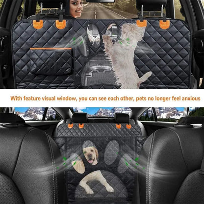 Funda para asiento trasero de coche para perros, hamaca para coche para perros 100 % impermeable con ventana de malla visual y cremallera lateral para asiento de coche y protección de puerta