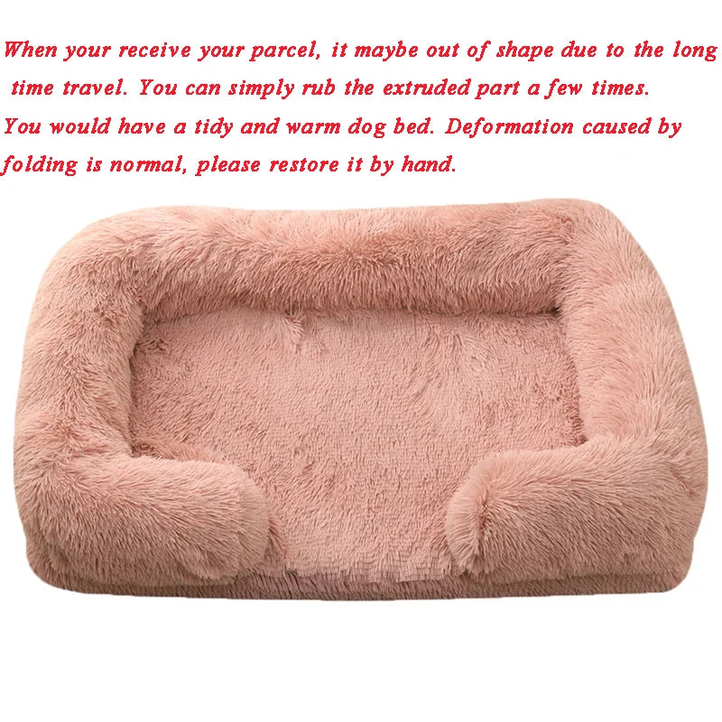 Sofá cama cálida de invierno para perros grandes, cojín de felpa para gatos, cama gruesa para perros, cojín antideslizante para gatos, accesorios para mascotas