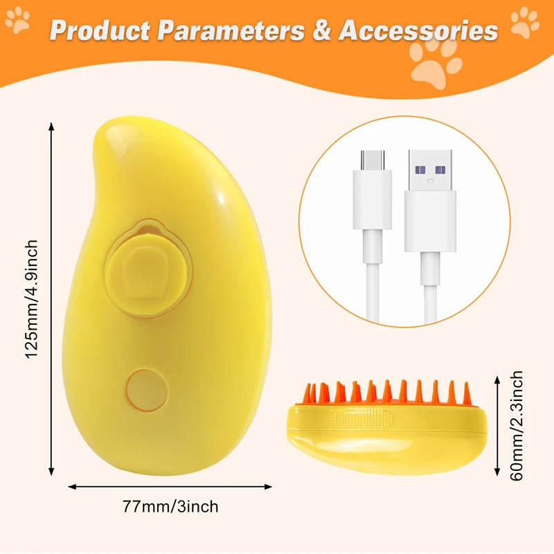 Щітка для домашніх тварин 3 в 1 Парова щітка для котів Гребінець Щітка для собак Електричний спрей Щітки для котячої шерсті Масажні гребінці для видалення шерсті для догляду за тваринами