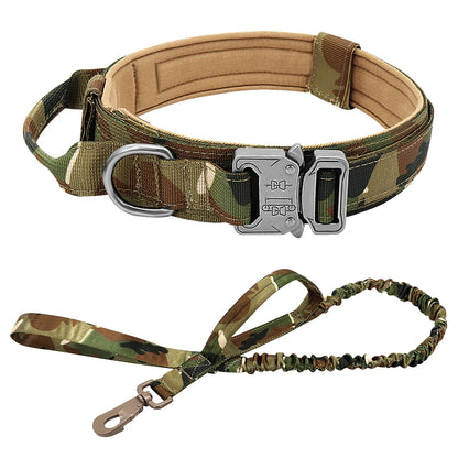 Collar táctico militar duradero para perros, juego de correa elástica, collar de entrenamiento de nailon para caminar para perros medianos y grandes, pastor alemán