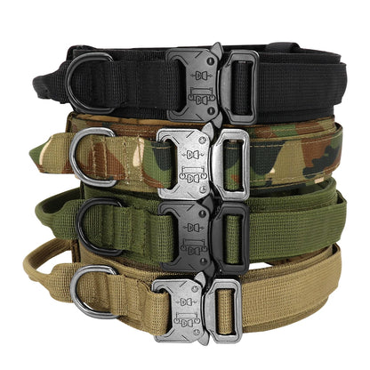 Collar táctico militar duradero para perros, juego de correa elástica, collar de entrenamiento de nailon para caminar para perros medianos y grandes, pastor alemán