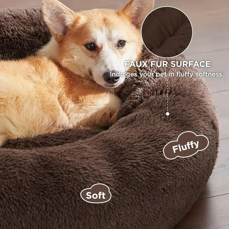 Cama redonda para perros, cálida cama de invierno para gatos, canasta de felpa para perros, cama lavable para mascotas pequeñas, medianas y grandes, sofá para gatos