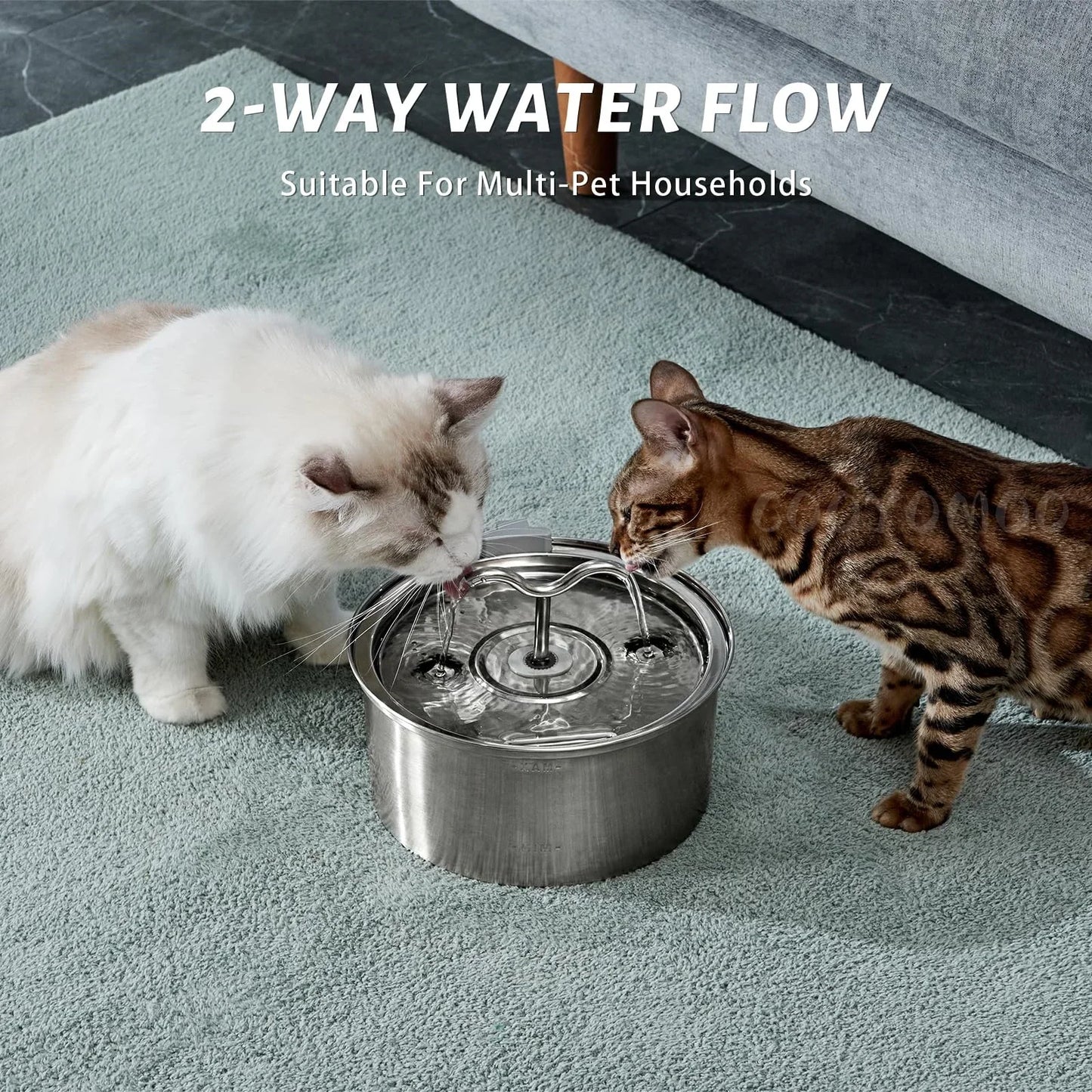 HeavyLuxeDog ™ tainless Steel Dual-Head Pet Fountain