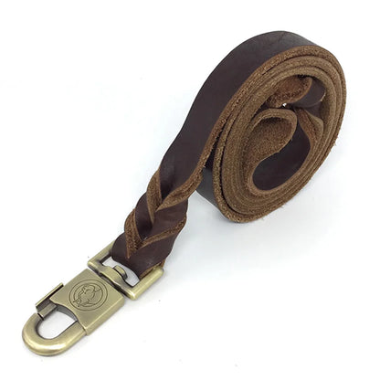 Correa de cuero genuino para perros de 3/4/5 pies x 1 pulgada Correa de cuero suave y resistente para perros grandes y medianos Correa de entrenamiento para perros resistente