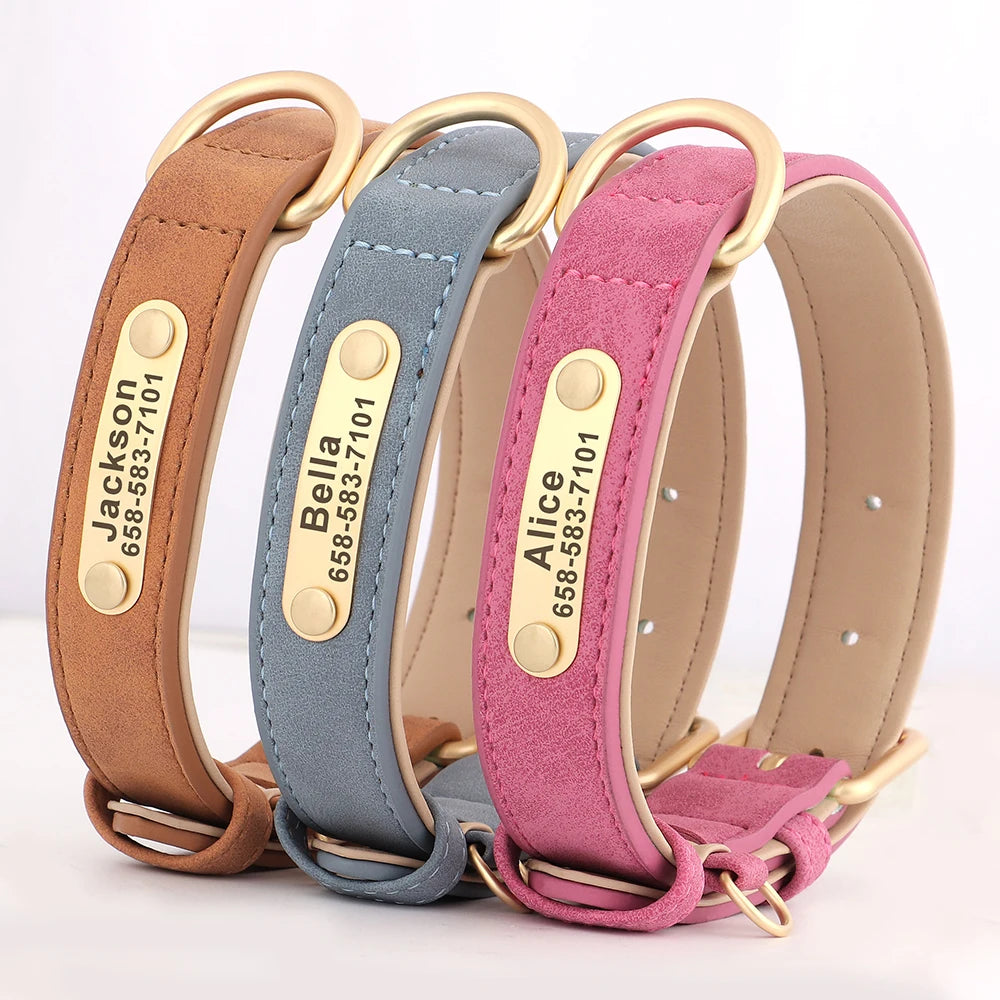 HeavyLuxeDog ™ Custom Engraved PU Leather Dog Collar