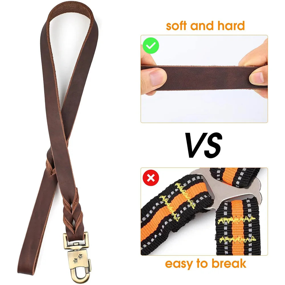 HeavyLuxeDog ™ Premium Genuine Leather Dog Leash