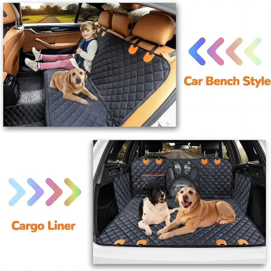 Funda para asiento trasero de coche para perros, hamaca para coche para perros 100 % impermeable con ventana de malla visual y cremallera lateral para asiento de coche y protección de puerta