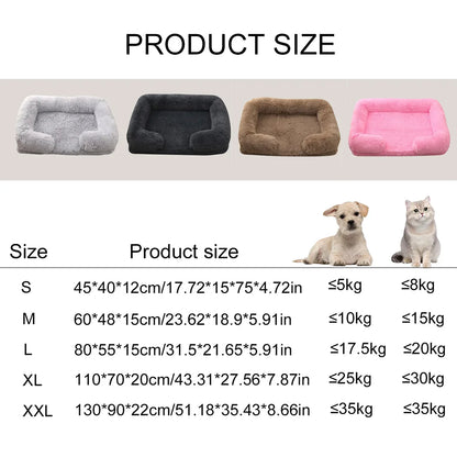 Sofá cama cálida de invierno para perros grandes, cojín de felpa para gatos, cama gruesa para perros, cojín antideslizante para gatos, accesorios para mascotas