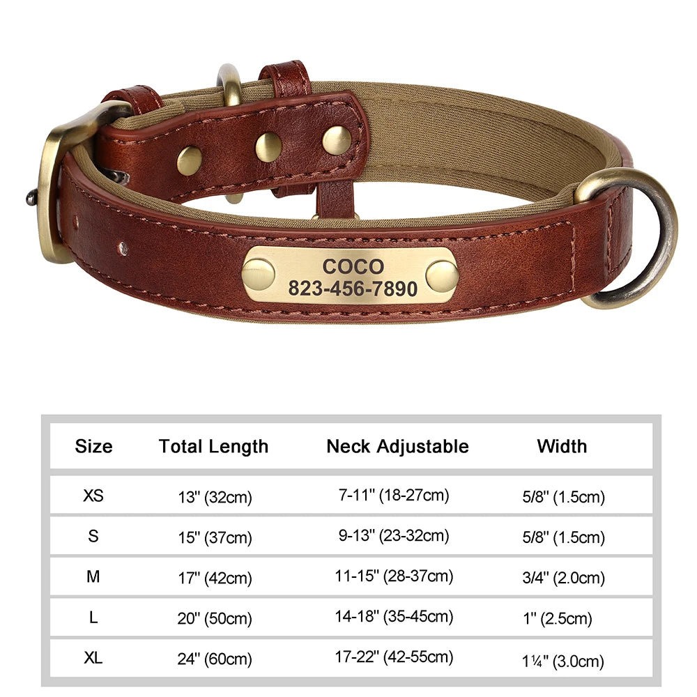 HeavyLuxeDog ™ Custom Engraved PU Leather Dog Collar