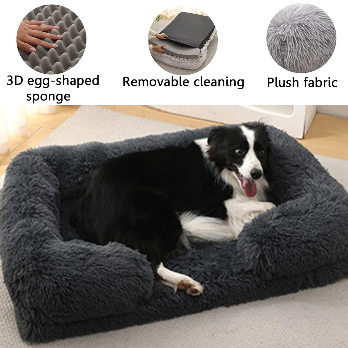 Sofá cama cálida de invierno para perros grandes, cojín de felpa para gatos, cama gruesa para perros, cojín antideslizante para gatos, accesorios para mascotas