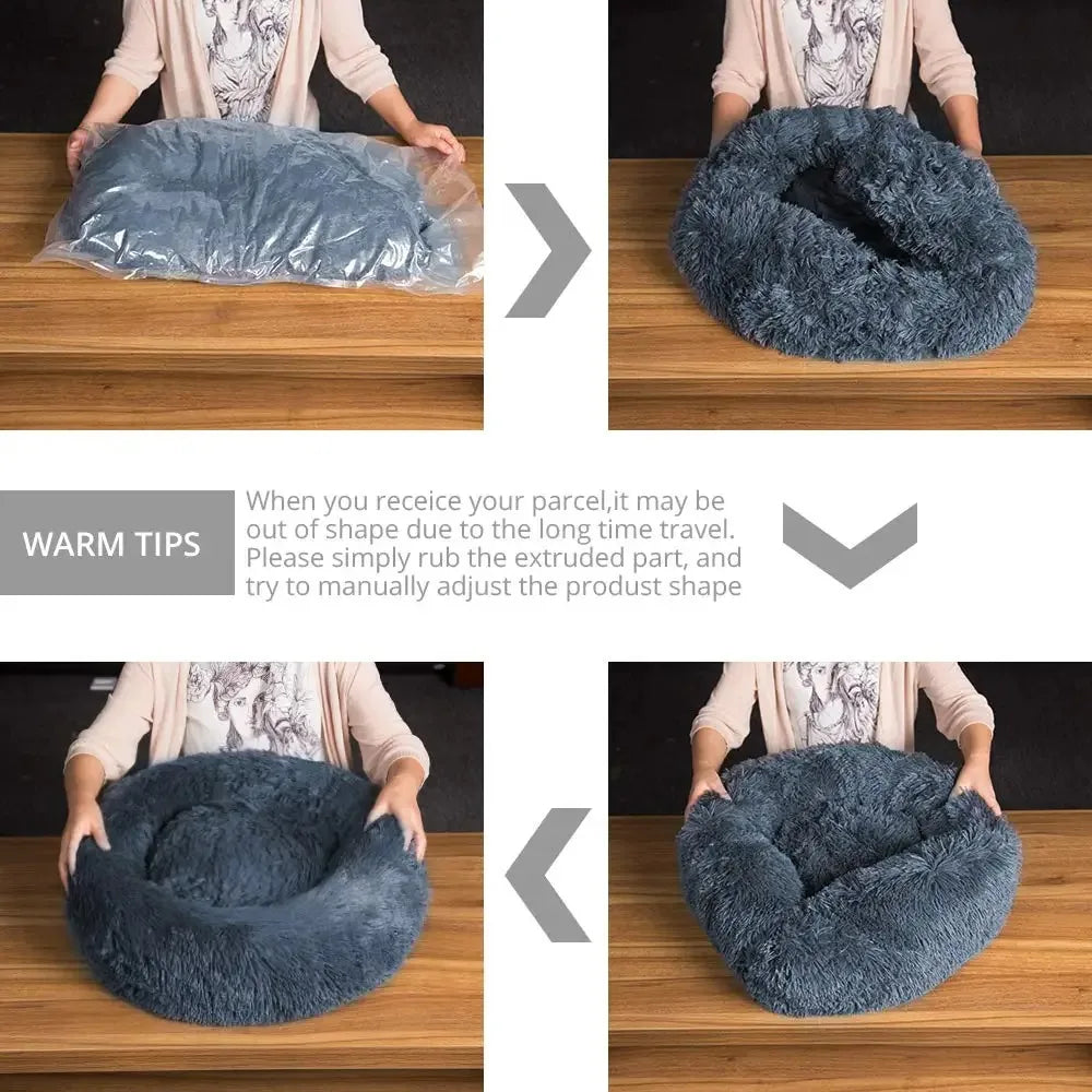 HeavyLuxeDog ™ Cozy Round Plush Pet Bed