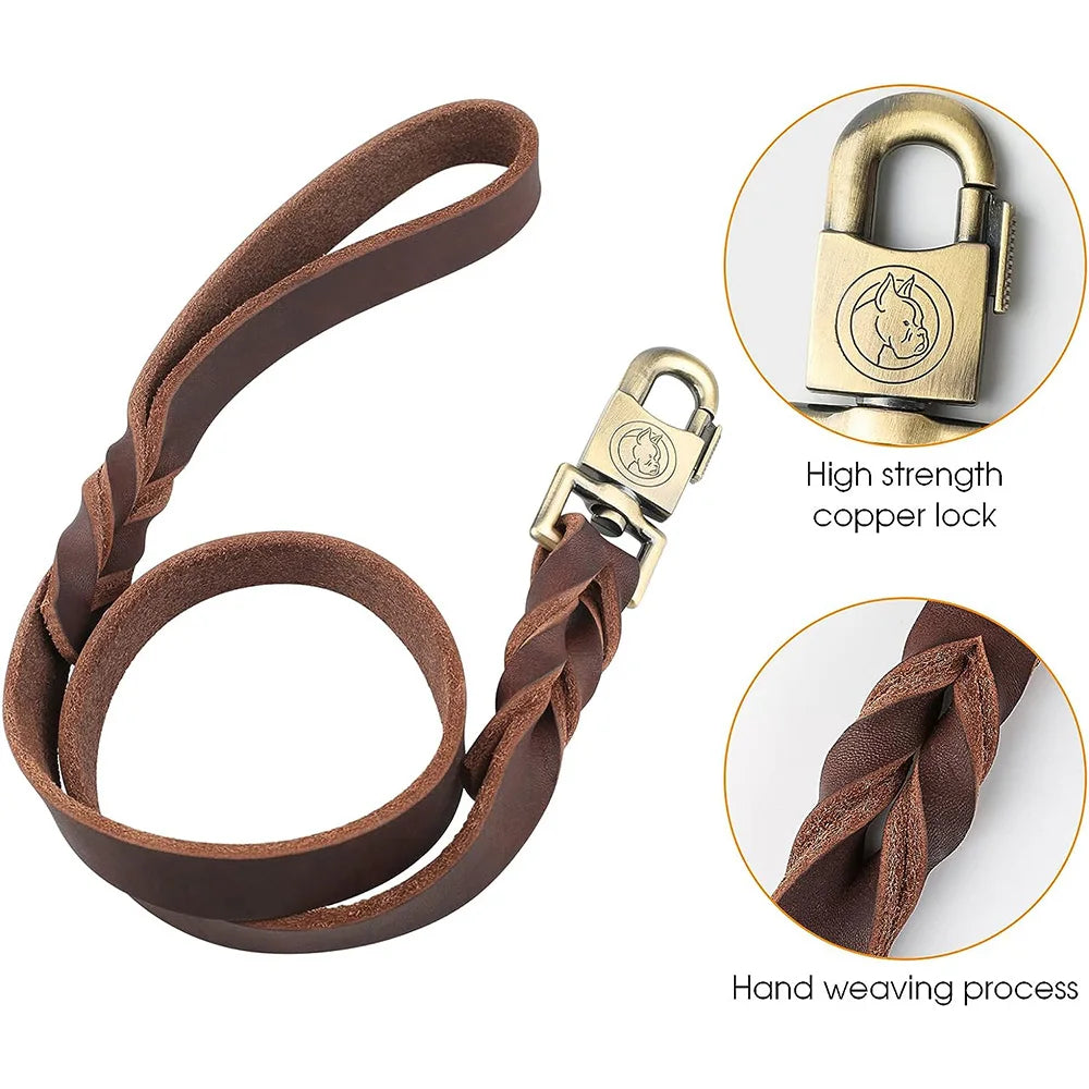 HeavyLuxeDog ™ Premium Genuine Leather Dog Leash