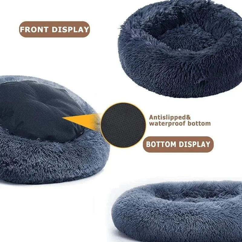 Cama redonda para perros, cálida cama de invierno para gatos, canasta de felpa para perros, cama lavable para mascotas pequeñas, medianas y grandes, sofá para gatos