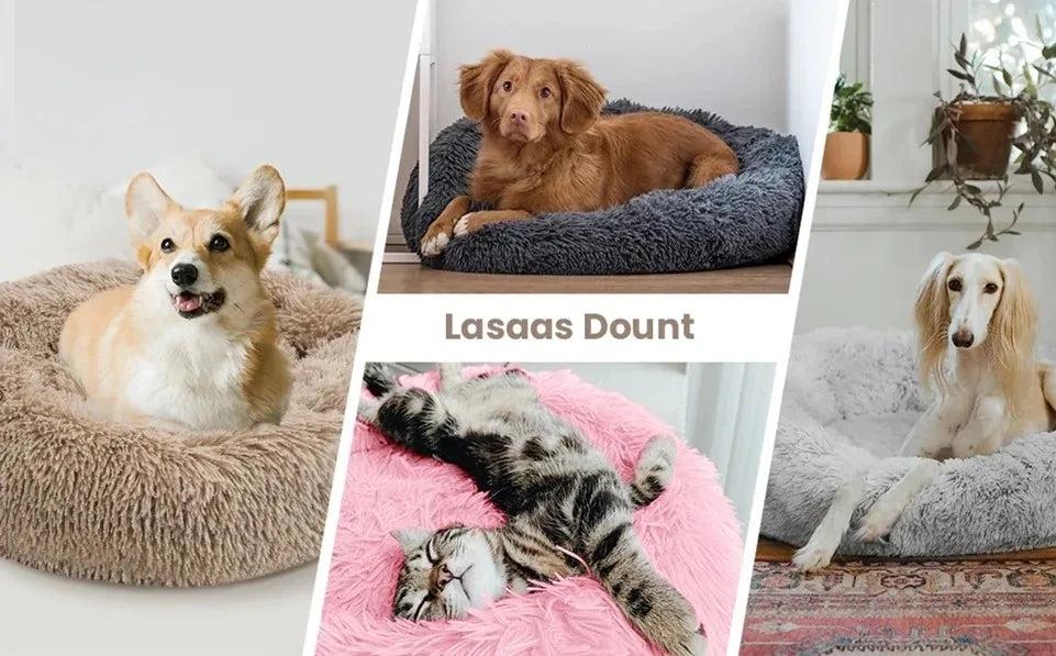 Cama redonda para perros, cálida cama de invierno para gatos, canasta de felpa para perros, cama lavable para mascotas pequeñas, medianas y grandes, sofá para gatos