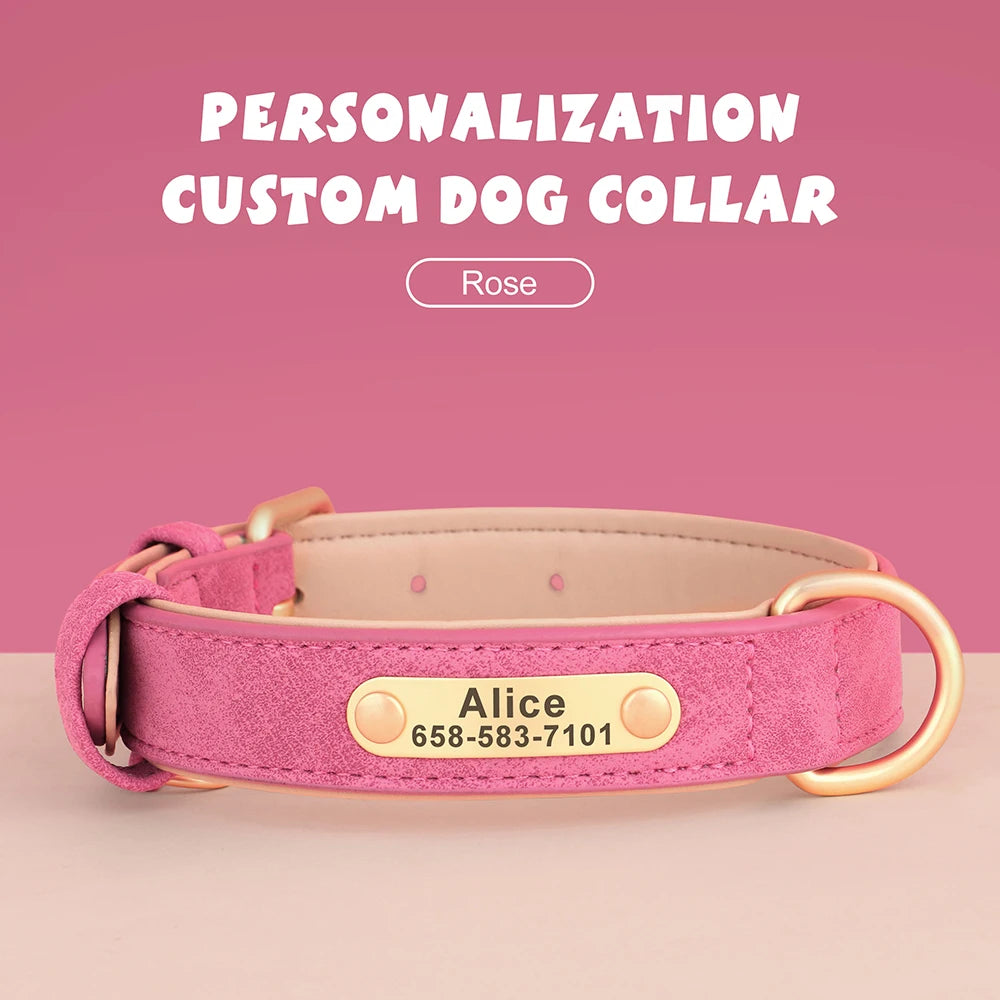 HeavyLuxeDog ™ Custom Engraved PU Leather Dog Collar