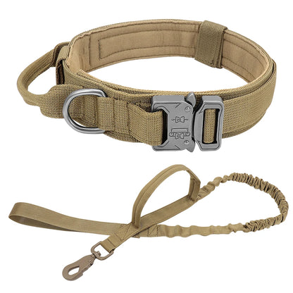 Collar táctico militar duradero para perros, juego de correa elástica, collar de entrenamiento de nailon para caminar para perros medianos y grandes, pastor alemán